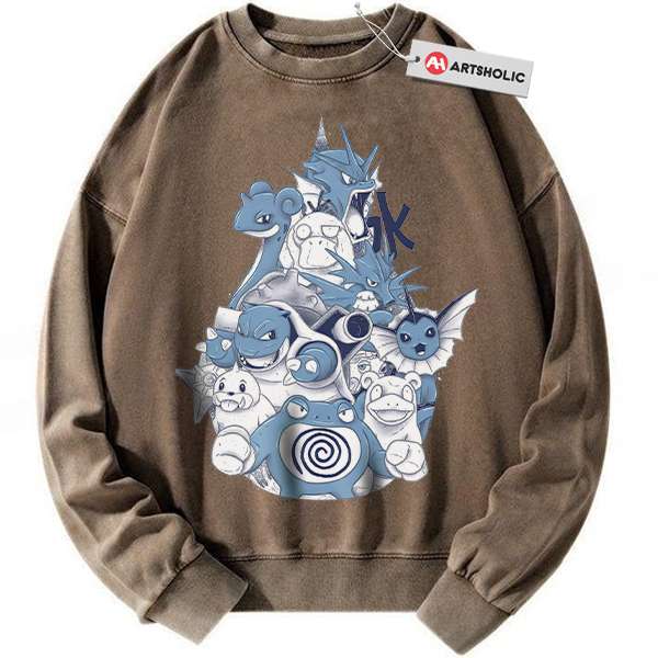 Alternative view of Water Class Pokemon Sweatshirt, Anime Sweatshirt, Vintage Sweatshirt