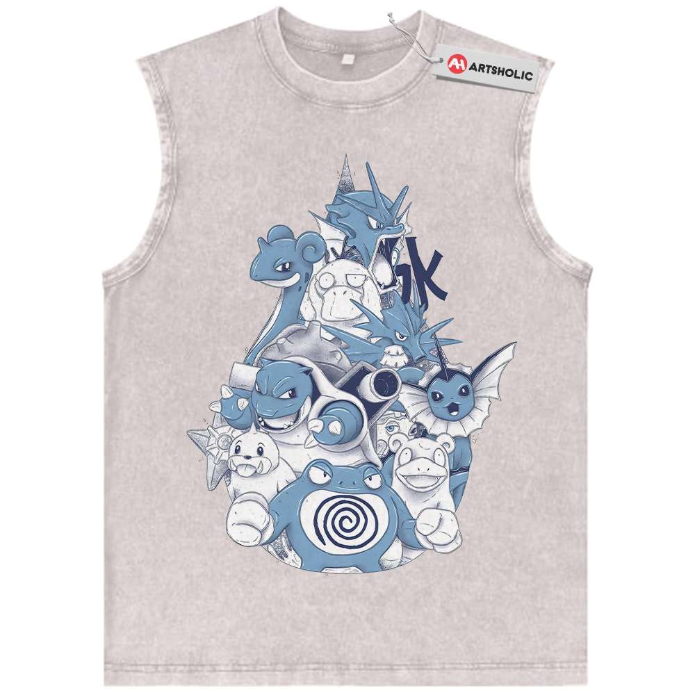 Alternative view of Water Class Pokemon Tank Top, Anime Tank Top, Vintage Tank Top