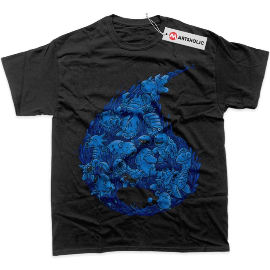 Alternative view of Water-Type Pokemon Shirt, Anime Shirt, Graphic T-Shirt