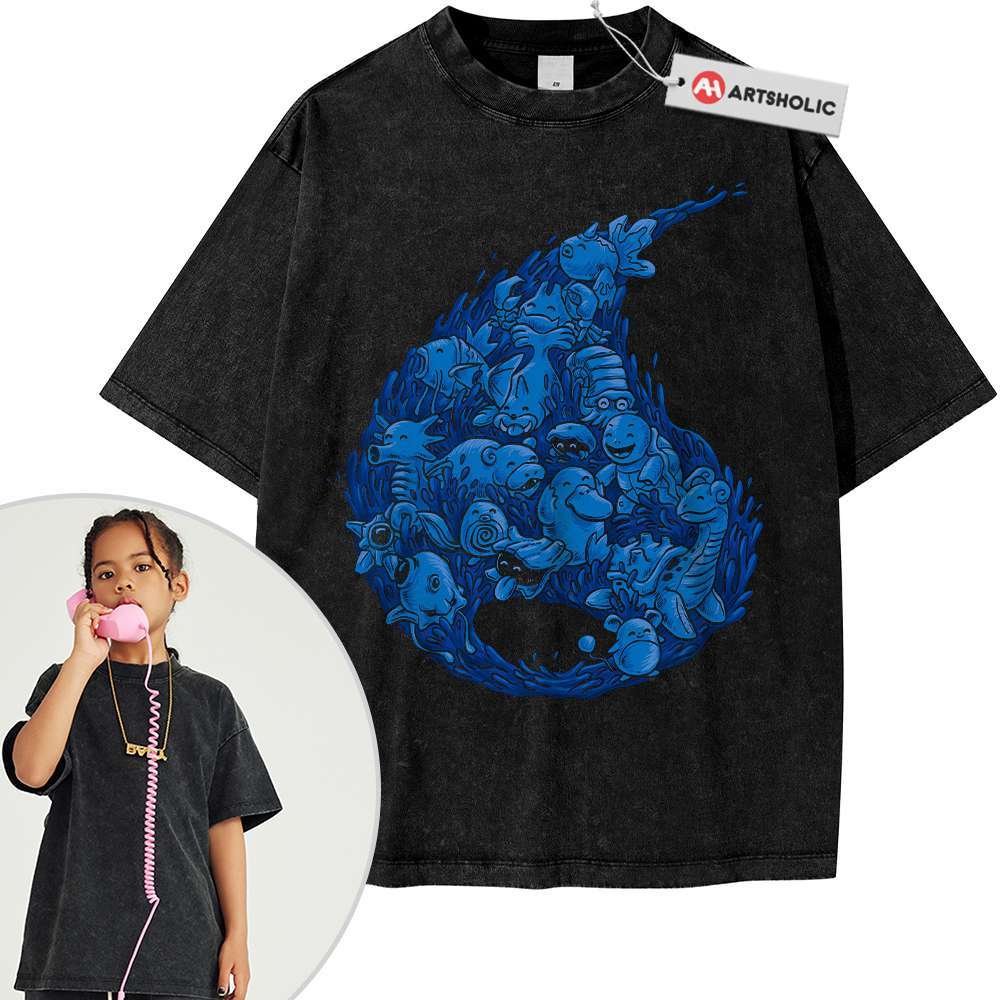 Water-Type Pokemon Shirt For Kids, Anime Shirt For Kids, Vintage T-Shirt For Kids