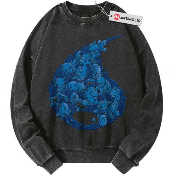 Water-Type Pokemon Sweatshirt, Anime Sweatshirt, Vintage Sweatshirt