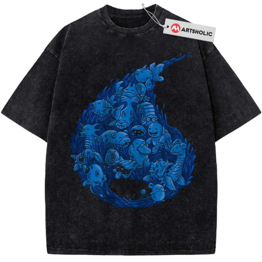 Alternative view of Water-Type Shirt, Pokemon shirt, Anime Shirt, Vintage T-Shirt