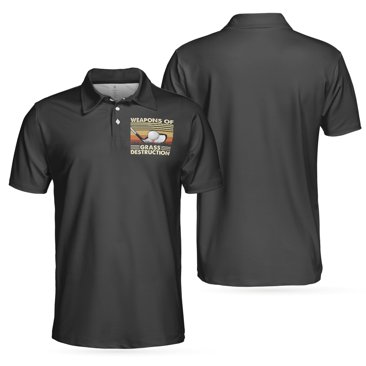 Weapons Of Grass Destruction Short Sleeve Polo Shirt, Vintage Chess Graphic Black Polo Shirt, Best Golf Shirt For Men