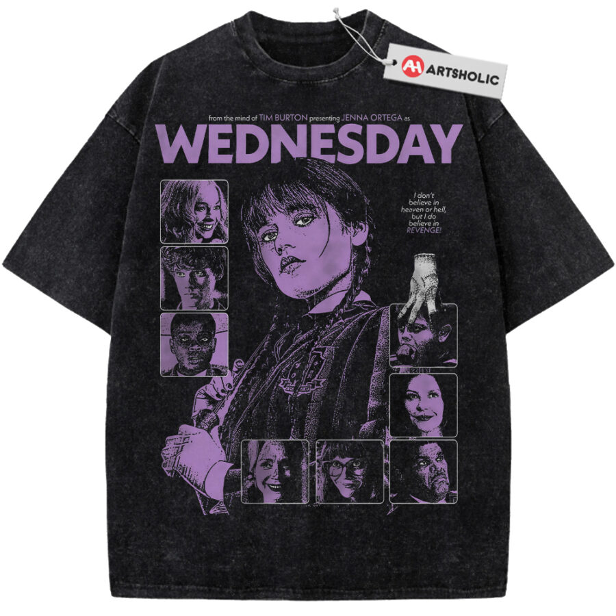 Alternative view of Wednesday Shirt, Halloween Shirt, Horror Movie Shirt, Vintage T-Shirt