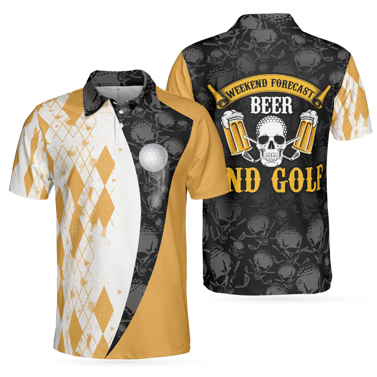 Weekend Forecast Beer And Golf With Skeleton Polo Shirt
