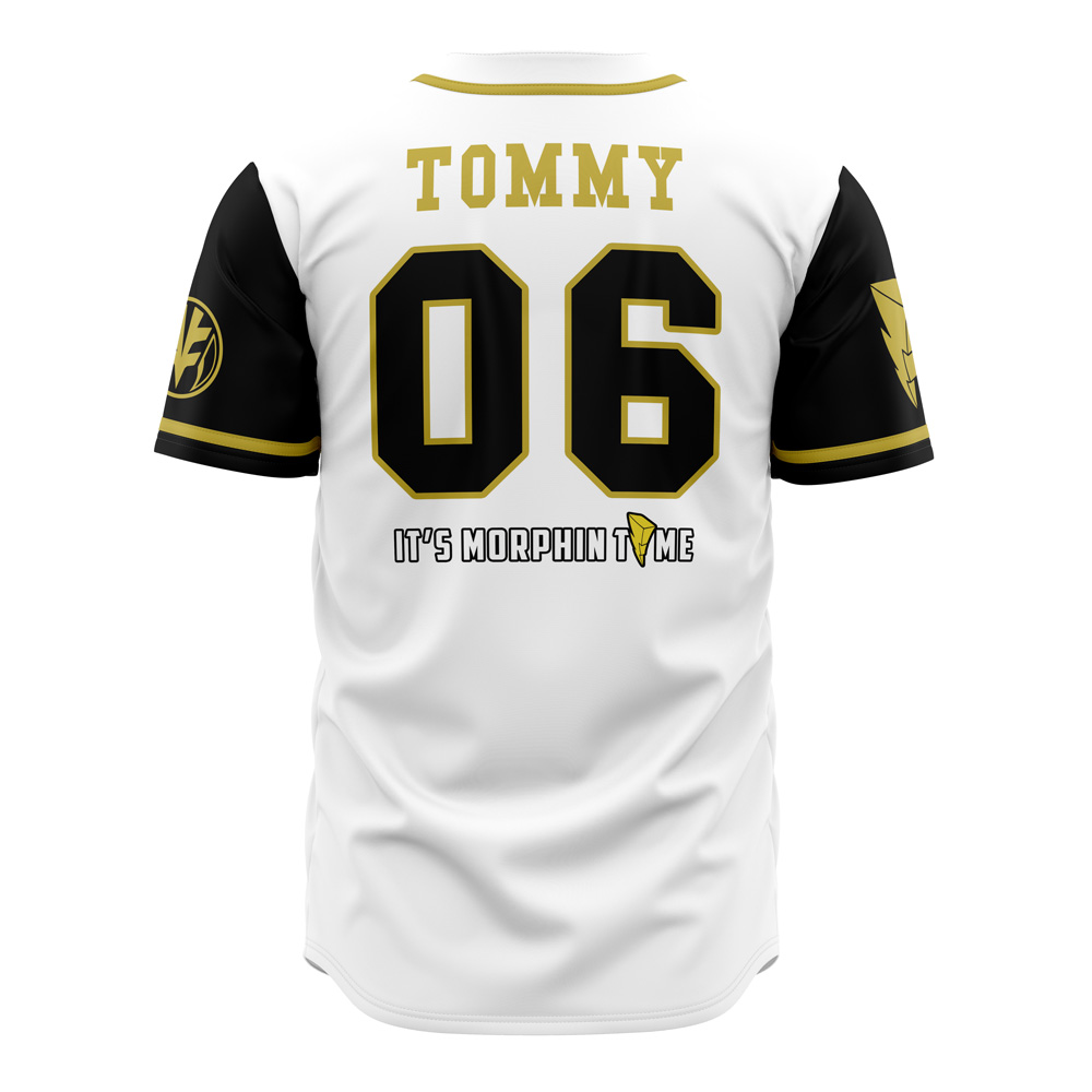 Alternative view of White Tigers Tommy Oliver Power Rangers Custom Baseball Jersey - Otaku Hall