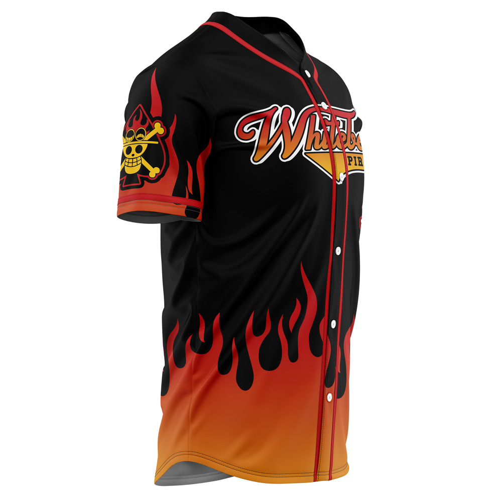 Alternative view of Whitebeard Pirates Ace One Piece Custom Baseball Jersey - Otaku Hall
