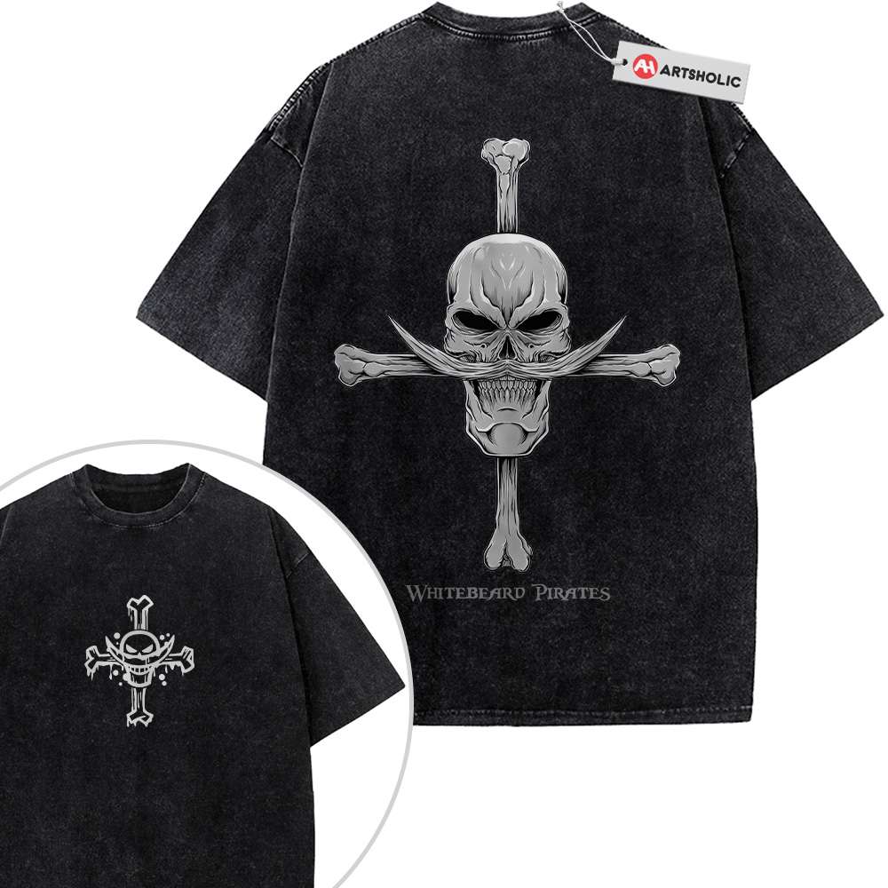 Whitebeard Pirates Shirt, One Piece Shirt, Anime Shirt, Vintage T-Shirt 2-Sided