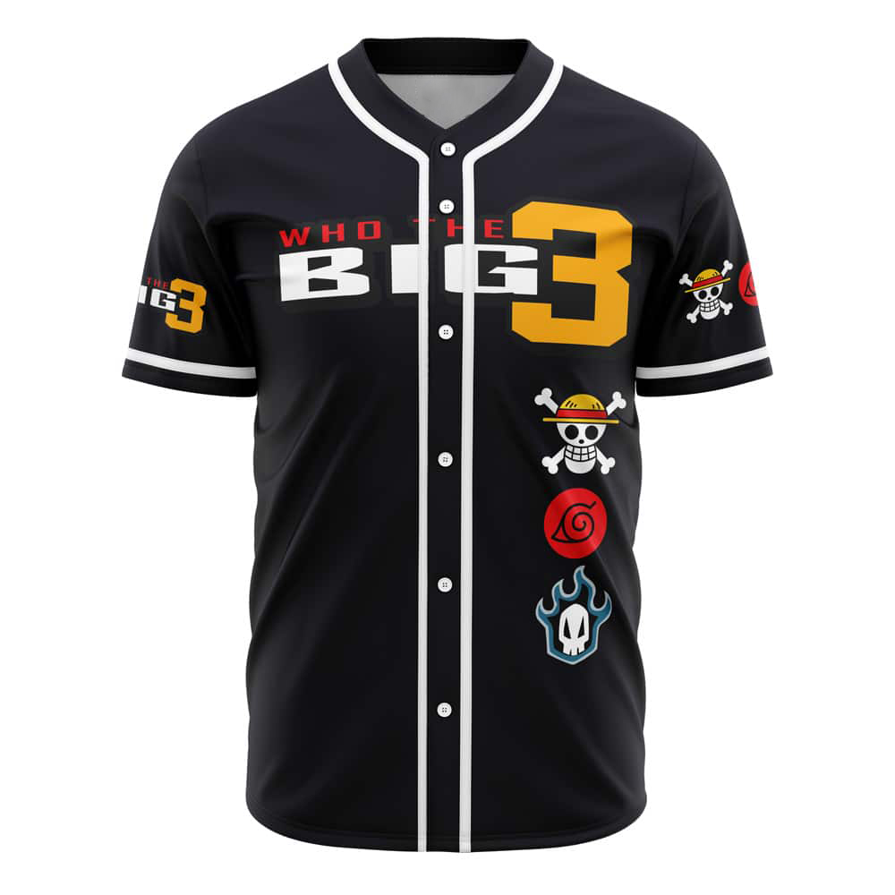 Alternative view of Who The Big 3 V1 Custom Baseball Jersey - Otaku Hall