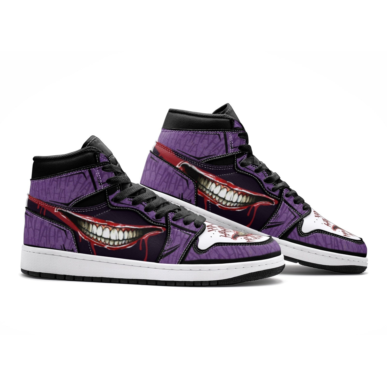Alternative view of Why So Serious The Joker Custom Sneaker Mid 1 Basketball Shoes - Otaku Hall
