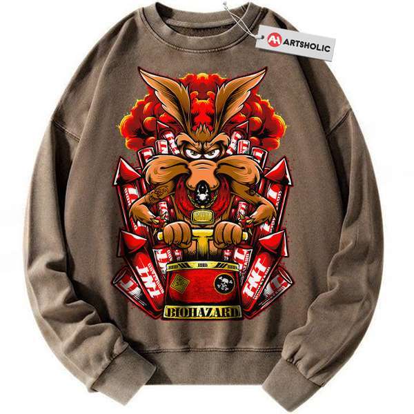 Alternative view of Wile E Coyote Sweatshirt, Looney Tunes Sweatshirt, Cartoon Sweatshirt, Vintage Sweater