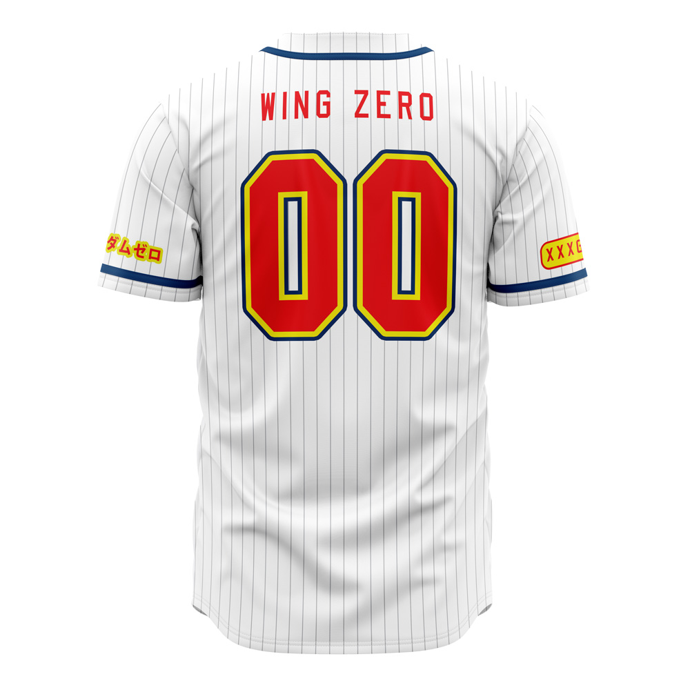 Alternative view of Wing Zero Gundam Custom Baseball Jersey - Otaku Hall