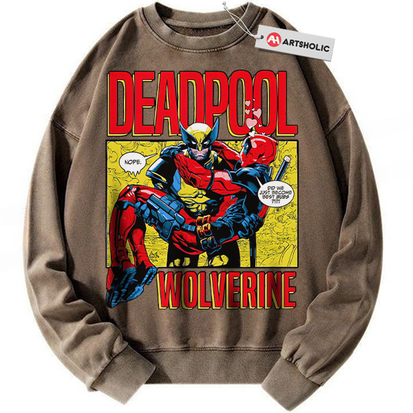 Alternative view of Wolverine Sweatshirt, Deadpool Sweatshirt, Marvel Comics Sweatshirt, Vintage Sweatshirt