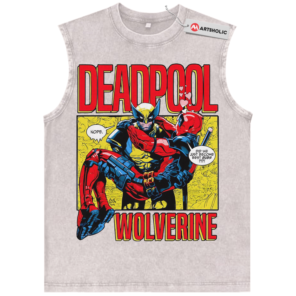 Alternative view of Wolverine Tank Top, Deadpool Tank Top, Marvel Comics Tank Top, Vintage Tank Top