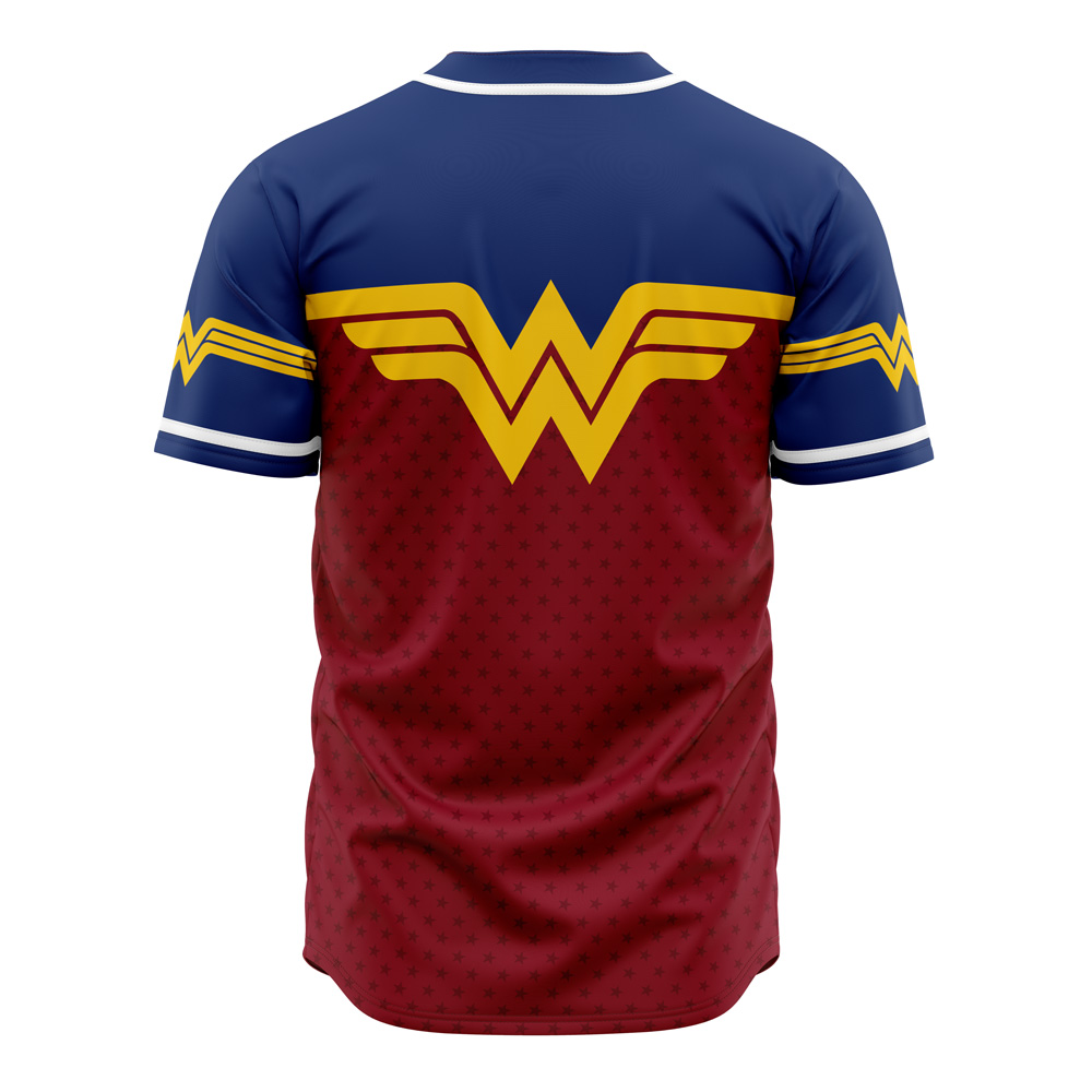 Alternative view of Wonder Woman DC Comics Custom Baseball Jersey - Otaku Hall