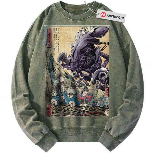 Alternative view of Xenomorph sweatshirt, Alien vs Predator sweatshirt, Movie sweatshirt, Vintage Sweater