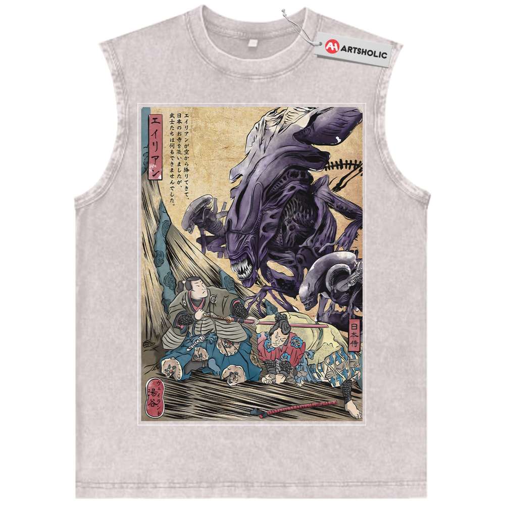 Alternative view of Xenomorph Tank Top, Alien vs Predator Tank Top, Movie Tank Top, Vintage Tank Top