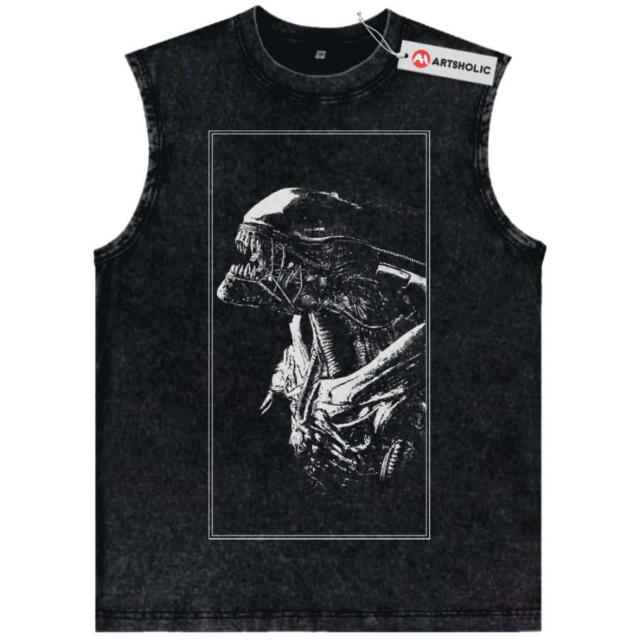 Alternative view of Xenomorph Tank Top, Alien vs Predator Tank Top, Movie Tank Top, Vintage Tank Top