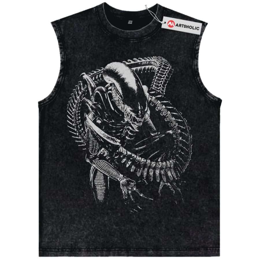 Alternative view of Xenomorph Tank Top, Alien vs Predator Tank Top, Movie Tank Top, Vintage Tank Top