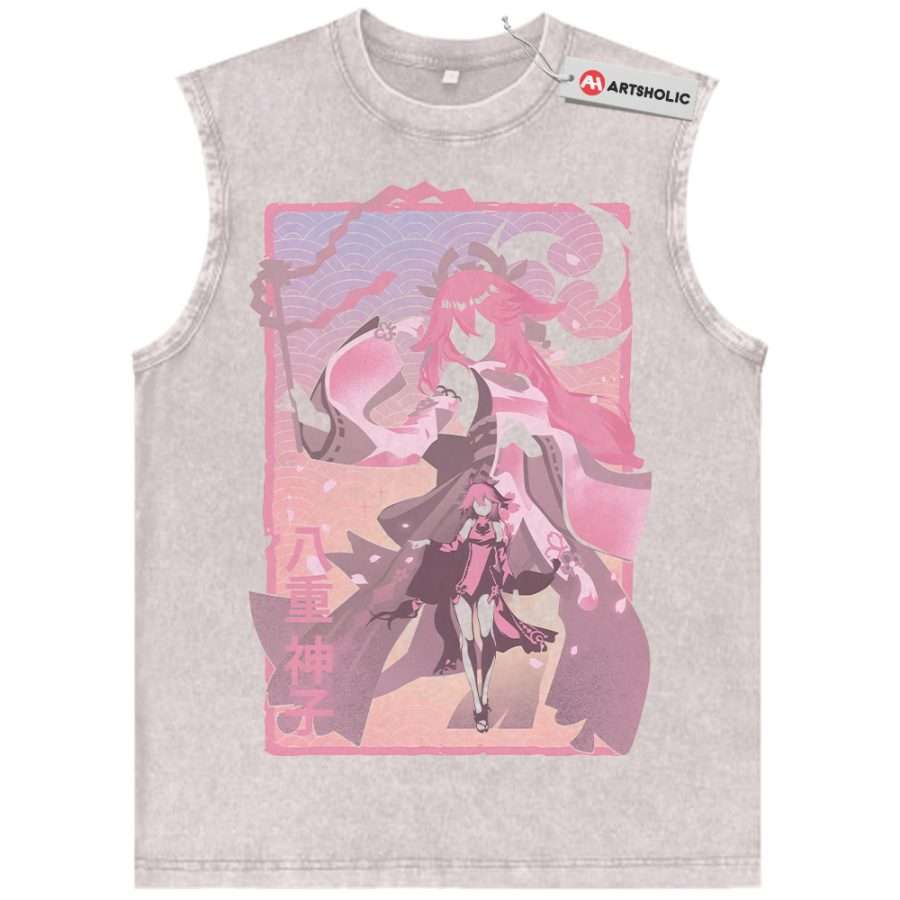 Alternative view of Yae Miko Tank Top, Genshin Impact Tank Top, Game Tank Top, Vintage Tank Top