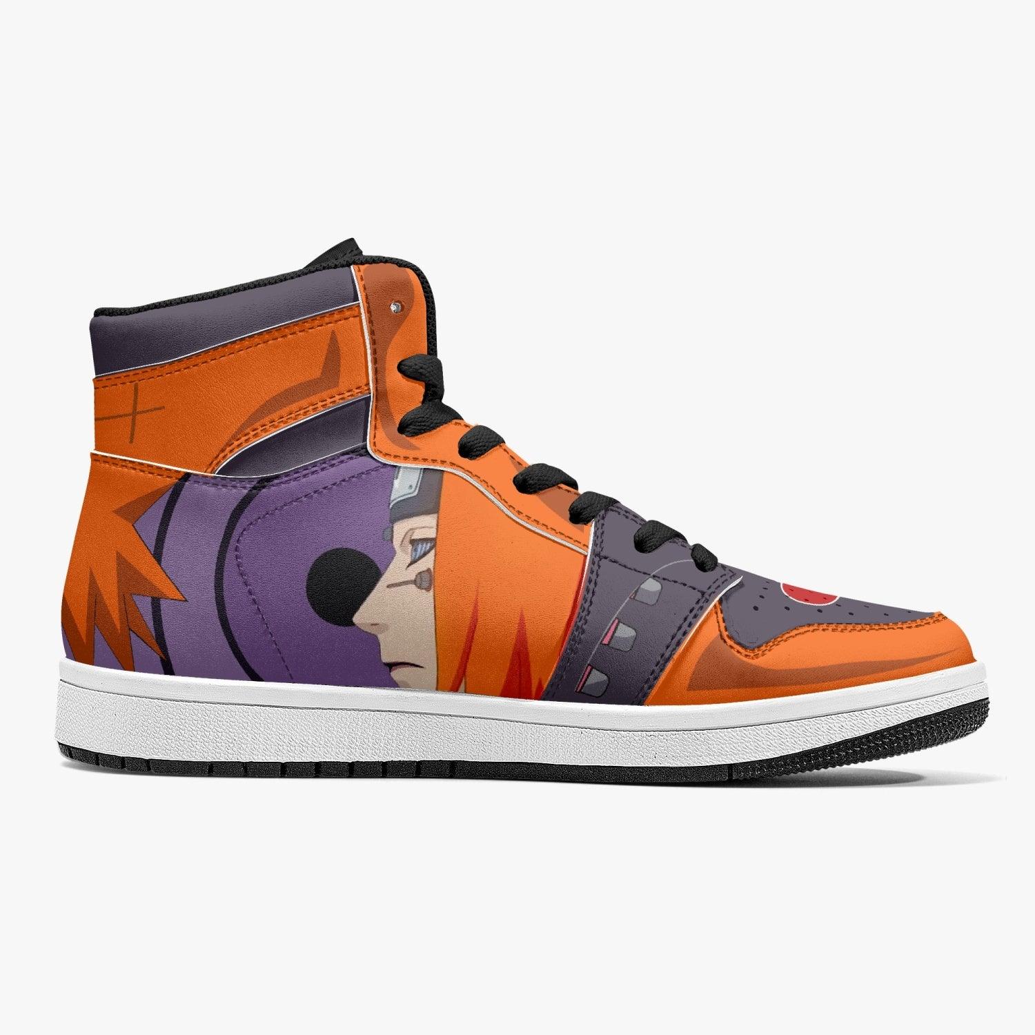 Alternative view of Yahiko Akatsuki Naruto Custom Sneaker Mid 1 Basketball Shoes - Otaku Hall