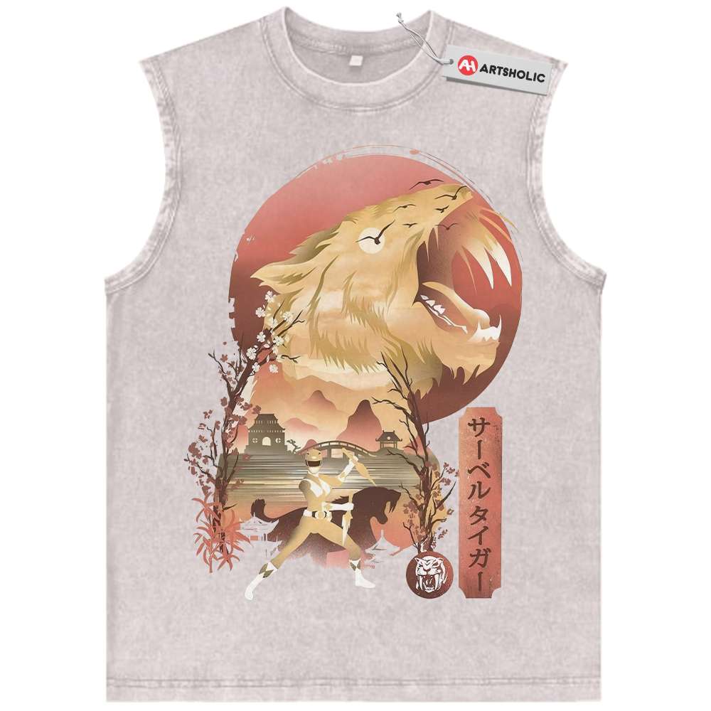 Alternative view of Yellow Ranger Tank Top, Power Rangers Tank Top, Animated Tank Top, Vintage Tank Top