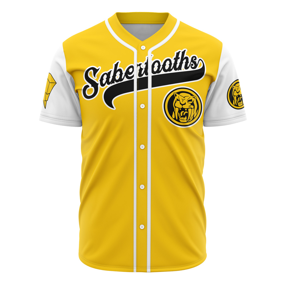 Yellow Sabertooths Trini Power Rangers Custom Baseball Jersey - Otaku Hall