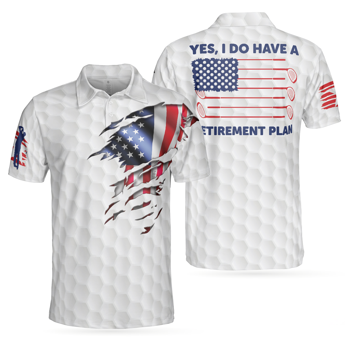 Yes I Do Have A Retirement Plan Golf Polo Shirt, Golf Pattern Ripped American Flag Polo Shirt, Best Golf Shirt For Men