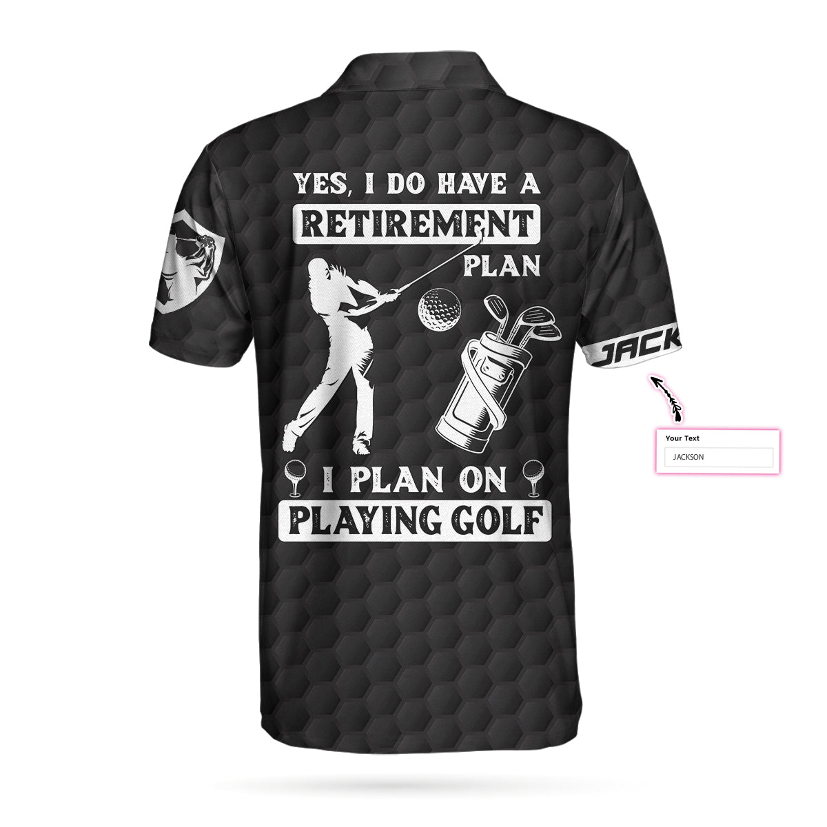 Alternative view of Yes I Do Have A Retirement Plan Golf Polo Shirt, Personalized Black American Flag Golf Shirt For Men