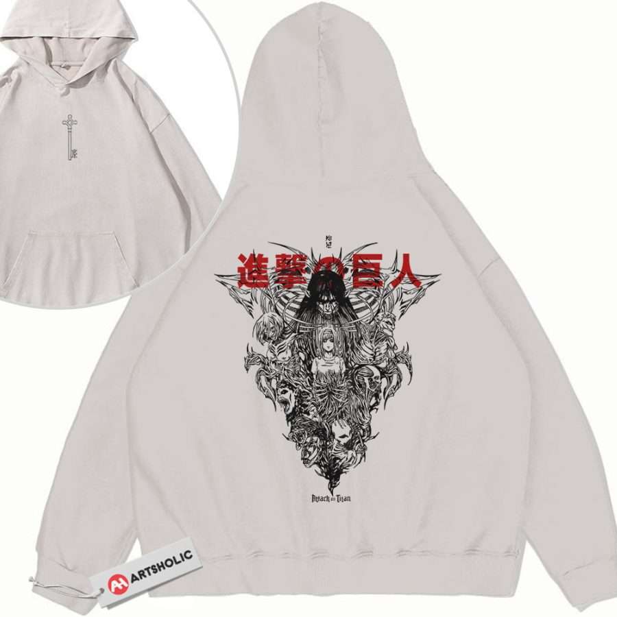 Alternative view of Ymir Fritz Hoodie, Attack on Titan Hoodie, AOT Hoodie, Anime Hoodie, Vintage Hoodie 2-Sided