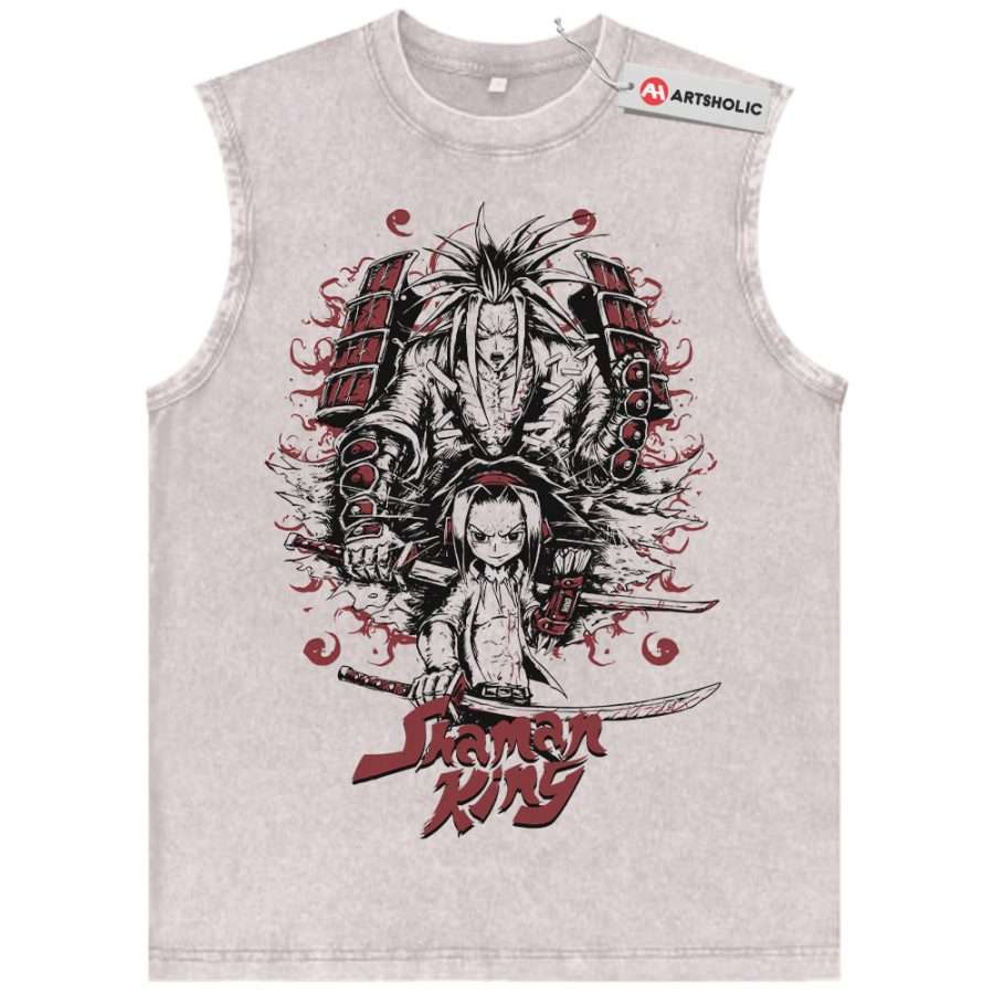 Alternative view of Yoh Asakura Tank Top, Amidamaru Tank Top, Shaman King Tank Top, Anime Tank Top, Vintage Tank Top