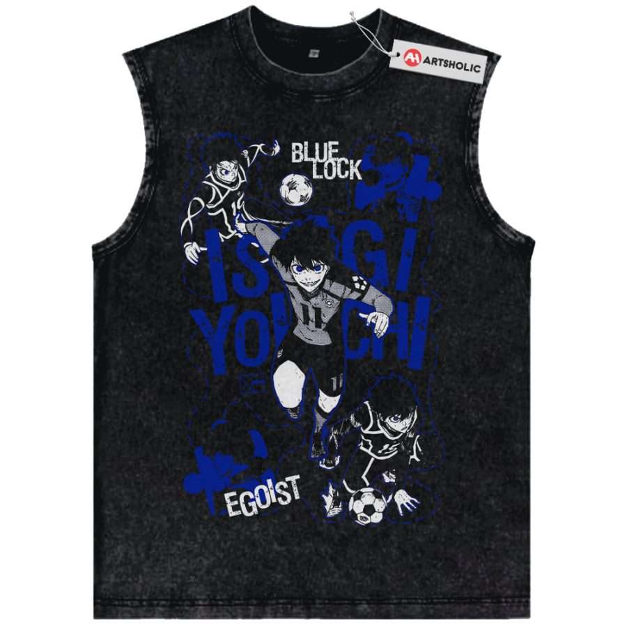 Alternative view of Yoichi Isagi Tank Top, Blue Lock Tank Top, Anime Tank Top, Vintage Tank Top