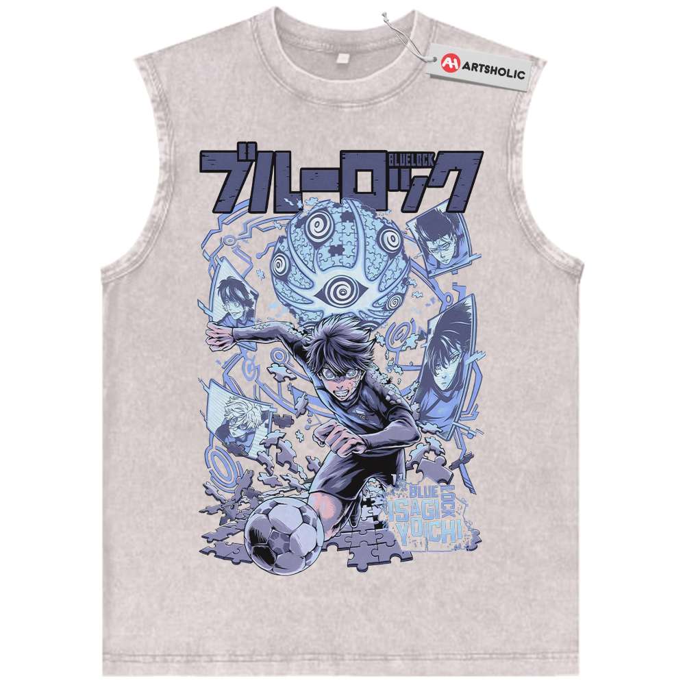 Alternative view of Yoichi Isagi Tank Top, Blue Lock Tank Top, Anime Tank Top, Vintage Tank Top