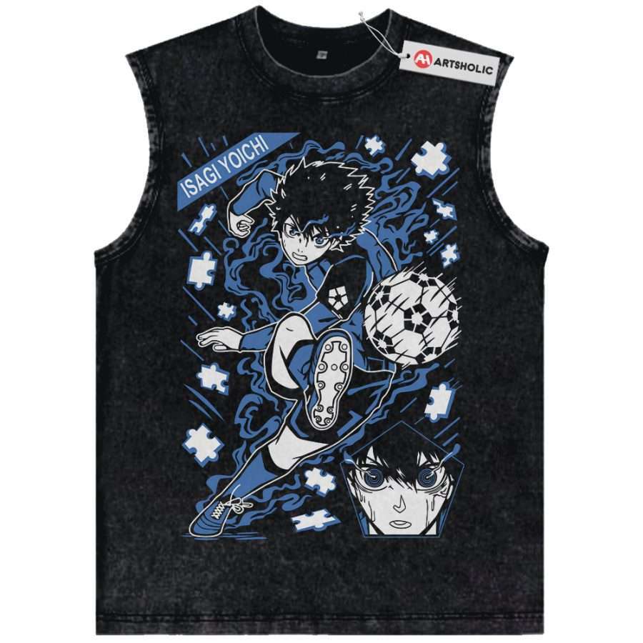 Alternative view of Yoichi Isagi Tank Top, Blue Lock Tank Top, Anime Tank Top, Vintage Tank Top