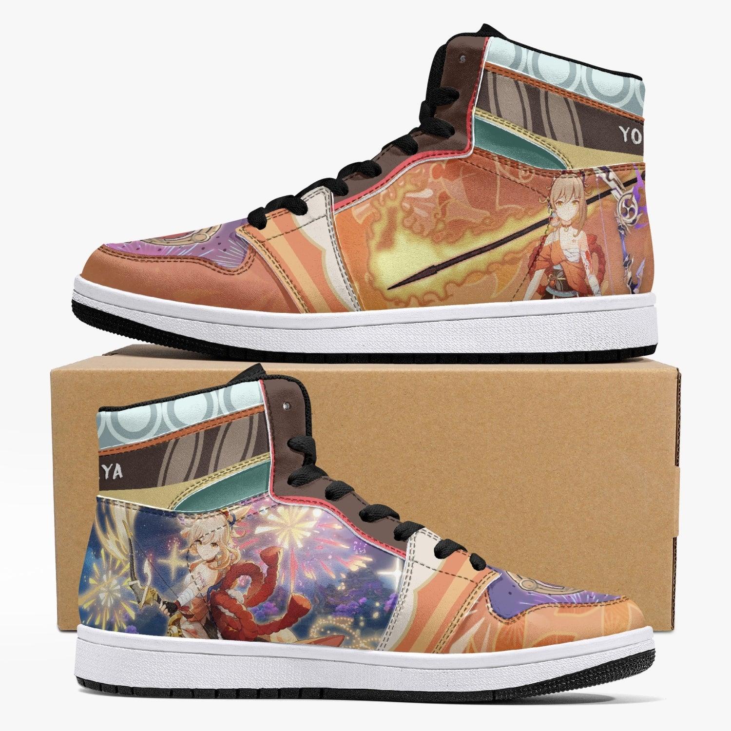 Yoimiya Genshin Impact Custom Sneaker Mid 1 Basketball Shoes - Otaku Hall