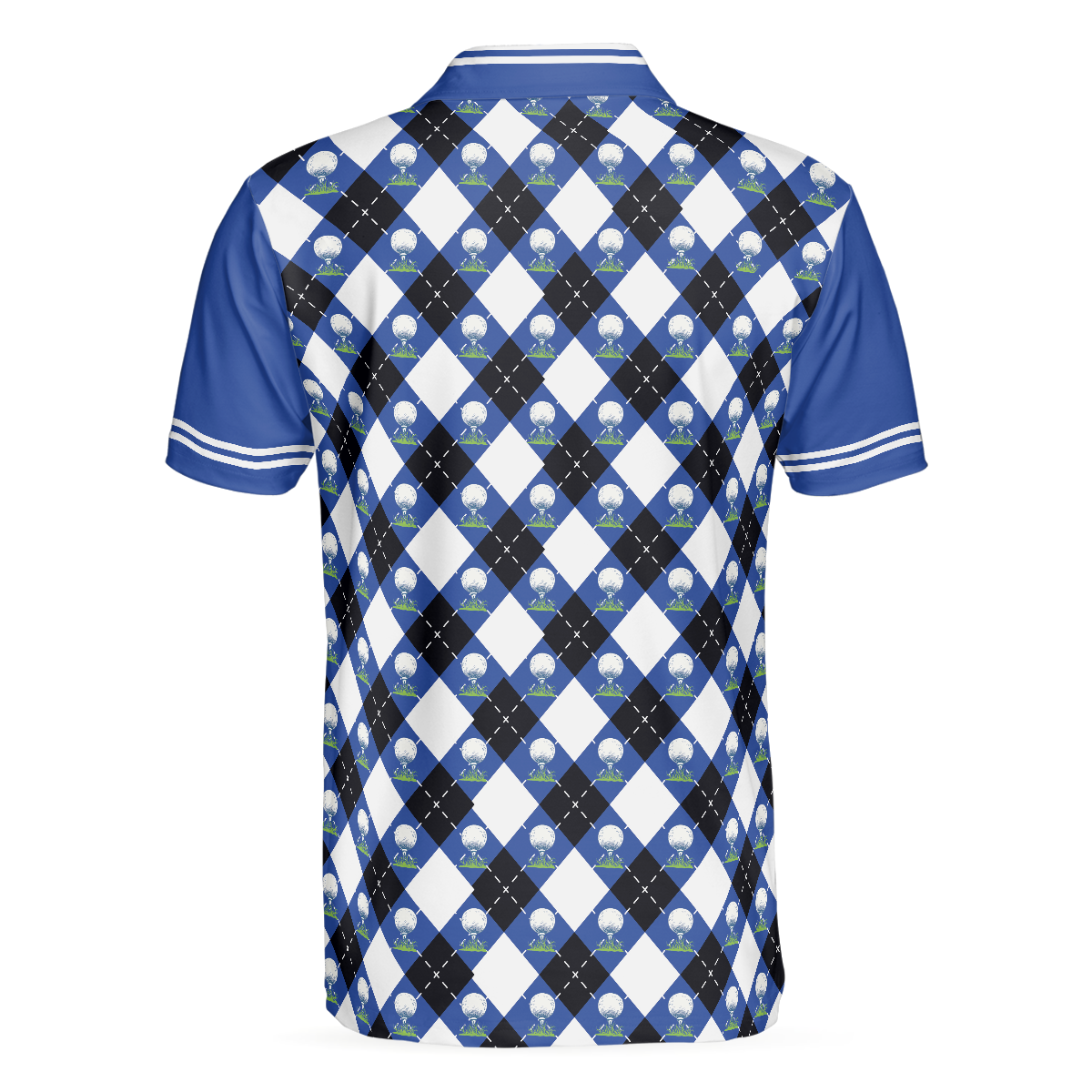 Alternative view of Your Hole Is My Goal Remastered Short Sleeve Golf Polo Shirt, Blue Argyle Pattern Polo Shirt, Best Golf Shirt For Men