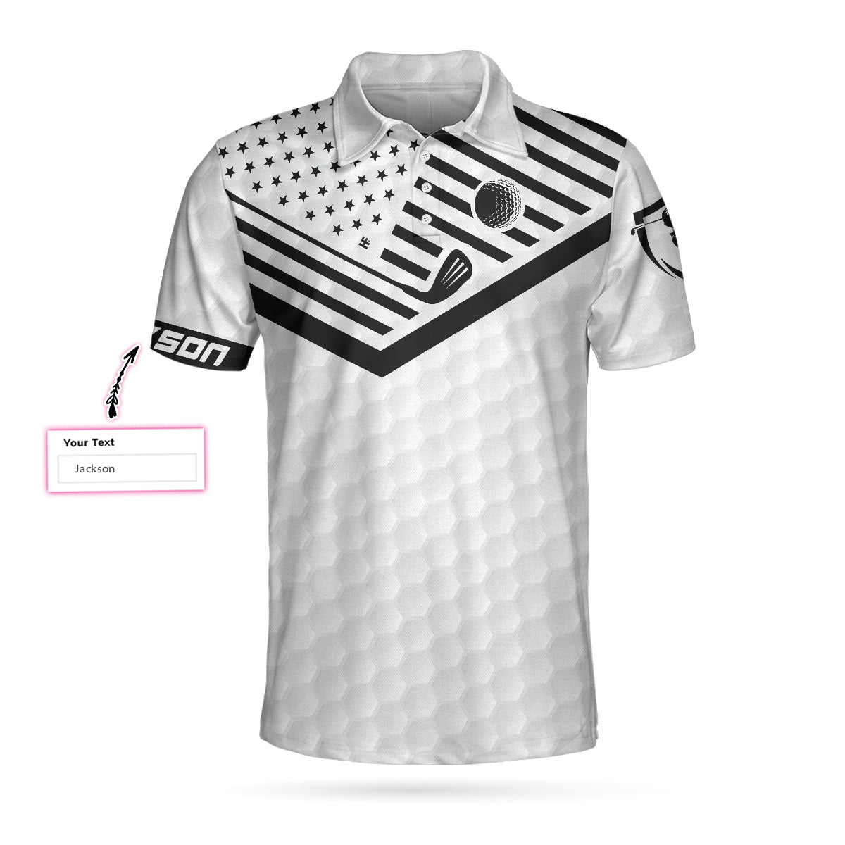 Alternative view of Your Hole Is My Goal White Ver Custom Polo Shirt, Personalized White American Flag Polo Shirt, Best Golf Shirt For Men
