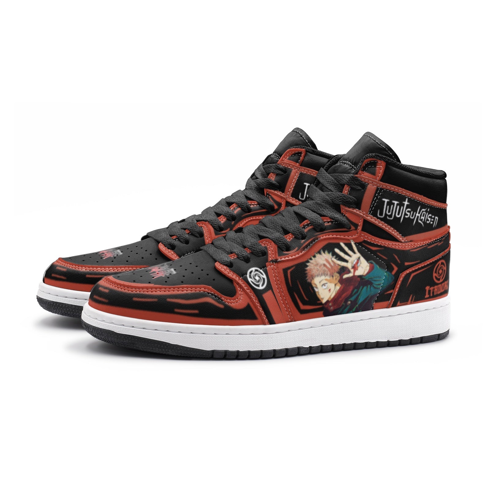 Alternative view of Yuji Itadori Sukuna Sorcery Fight V2 Custom Sneaker Mid 1 Basketball Shoes - Otaku Hall