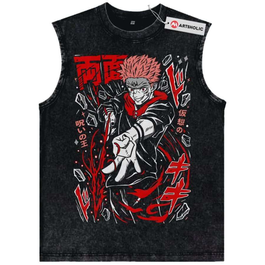 Alternative view of Yuji Itadori Tank Top, Jujutsu Kaisen Tank Top, Anime Tank Top, Vintage Tank Top