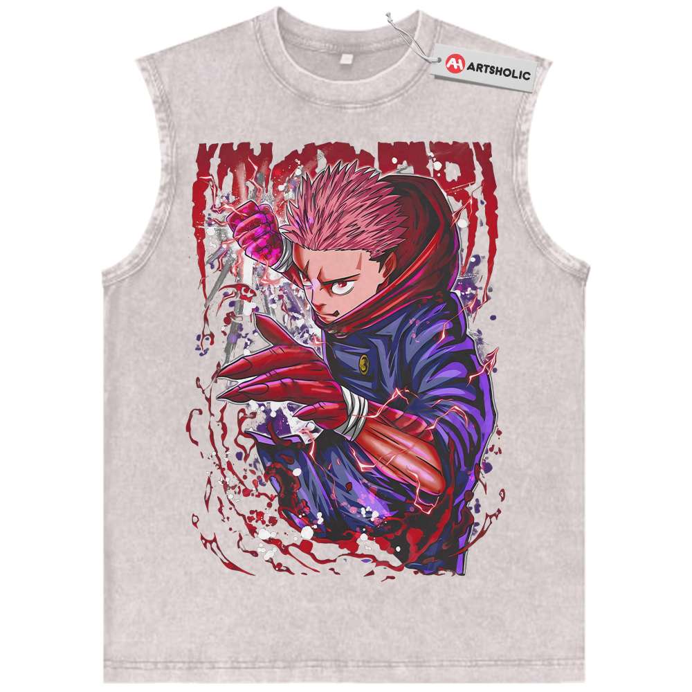 Alternative view of Yuji Itadori Tank Top, Jujutsu Kaisen Tank Top, Anime Tank Top, Vintage Tank Top