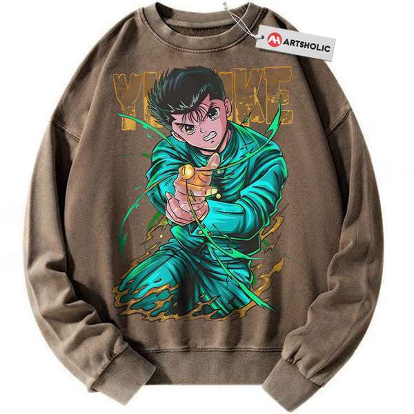 Alternative view of Yusuke Urameshi Sweatshirt, YuYu Hakusho Sweatshirt, Anime Sweatshirt, Vintage Sweatshirt
