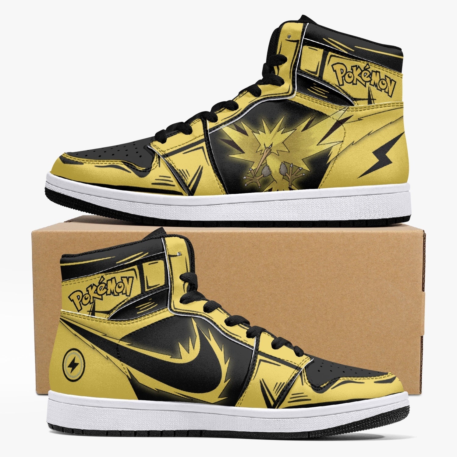 Zapdos Pokemon Custom Sneaker Mid 1 Basketball Shoes - Otaku Hall