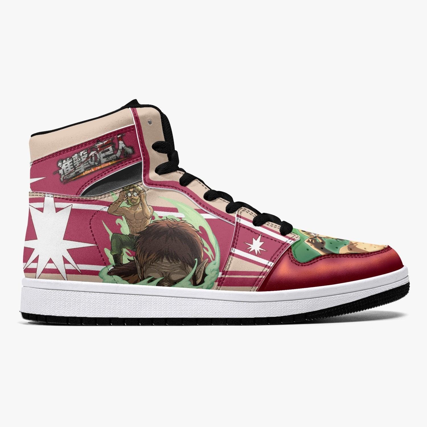 Alternative view of Zeke Yeager Attack on Titan Custom Sneaker Mid 1 Basketball Shoes - Otaku Hall
