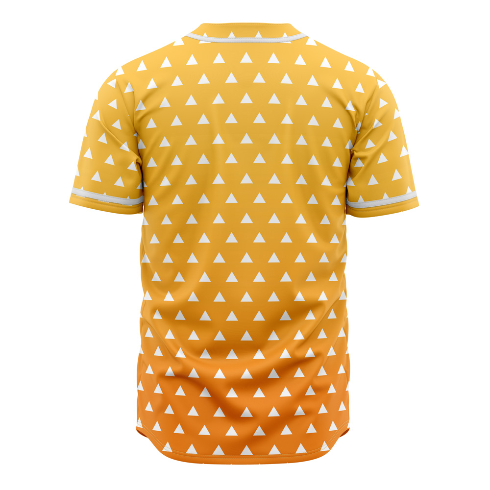Alternative view of Zenitsu Agatsuma Demon Slayer Custom Baseball Jersey - Otaku Hall