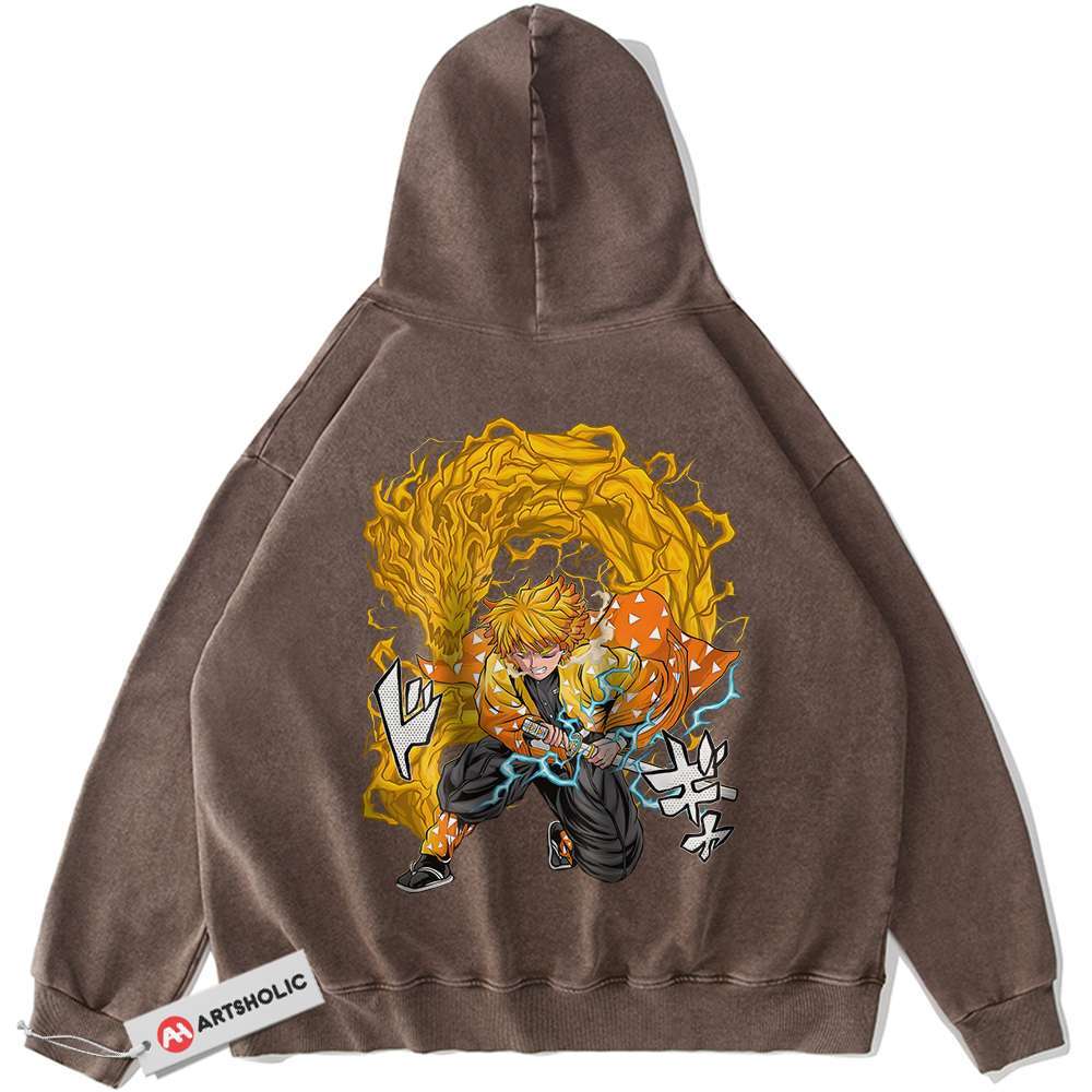 Alternative view of Zenitsu Agatsuma Hoodie, Demon Slayer Hoodie, Anime Hoodie, Vintage Hoodie