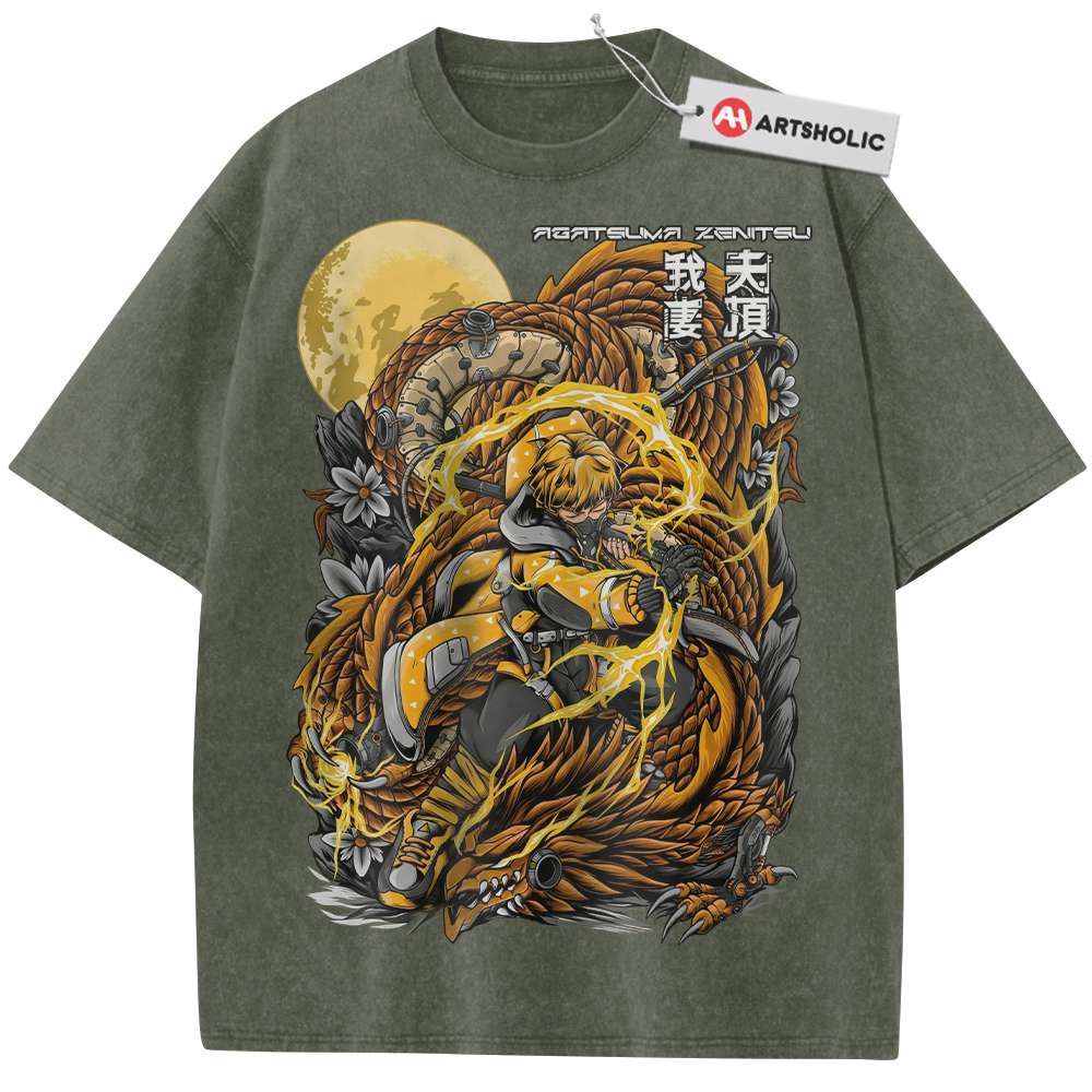 Alternative view of Zenitsu Agatsuma Shirt, Demon Slayer Shirt, Anime Shirt, Vintage T-Shirt