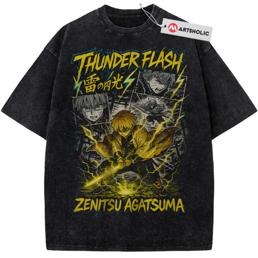 Alternative view of Zenitsu Agatsuma Shirt, Demon Slayer Shirt, Anime Shirt, Vintage Tee