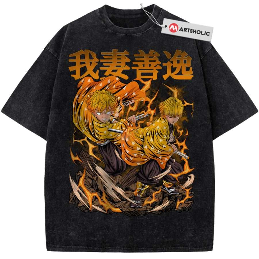 Alternative view of Zenitsu Agatsuma Shirt, Demon Slayer Shirt, Anime Shirt, Vintage Tee