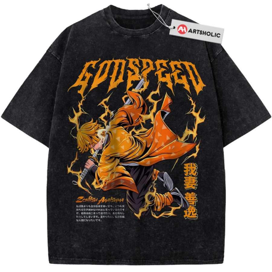 Alternative view of Zenitsu Agatsuma Shirt, Demon Slayer Shirt, Anime Shirt, Vintage Tee