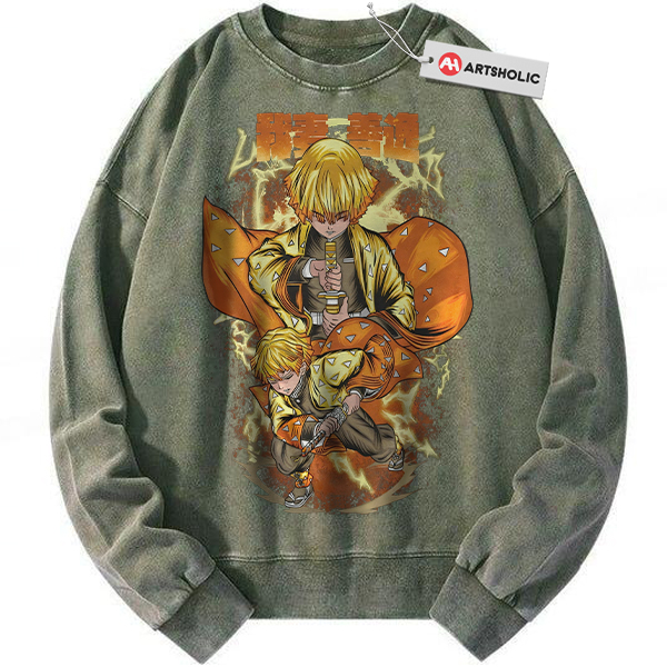 Alternative view of Zenitsu Agatsuma Sweatshirt, Demon Slayer Sweatshirt, Anime Sweatshirt, Vintage Sweater